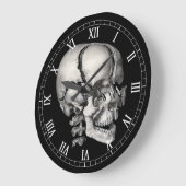 ヴィンテージ科学人間解剖学アンティークスカル ラージ壁時計 (傾斜)