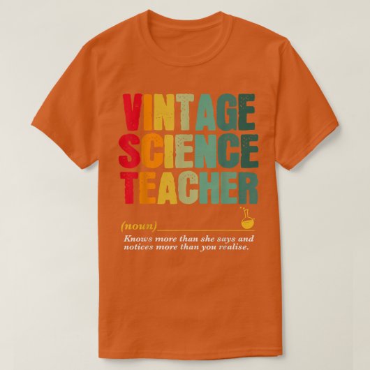 ヴィンテージ科学先生おもしろい役職誕生日W Tシャツ (デザイン正面)
