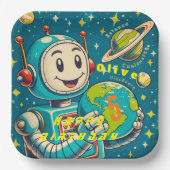 ヴィンテージ科学宇宙好奇心の発見ロボット ペーパープレート (正面)