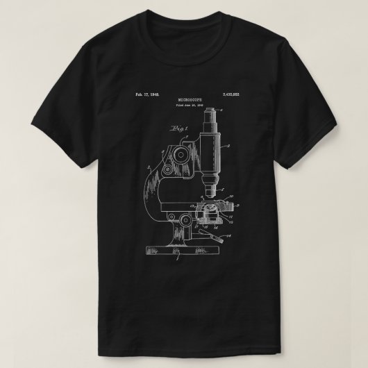 ヴィンテージ科学顕微鏡青写真サイエンティスト Tシャツ (デザイン正面)