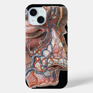 ヴィンテージ科学 人体解剖学、鼻のある顔 iPhone 15ケース