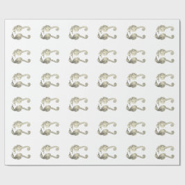 ヴィンテージ科学NZの魚-大きい腹タツノオトシゴ ラッピングペーパー