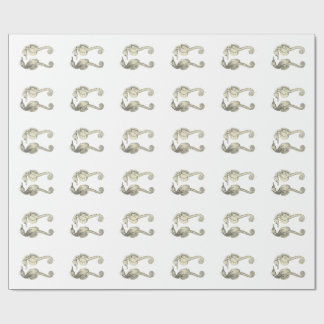 ヴィンテージ科学NZの魚-大きい腹タツノオトシゴ ラッピングペーパー