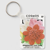 ヴィンテージ種パケットアート、コスモスの庭の花 キーホルダー (正面)
