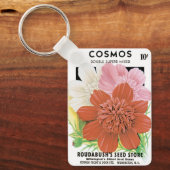 ヴィンテージ種パケットアート、コスモスの庭の花 キーホルダー (正面)