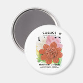 ヴィンテージ種パケットアート、コスモスの庭の花 マグネット (正面/裏面)