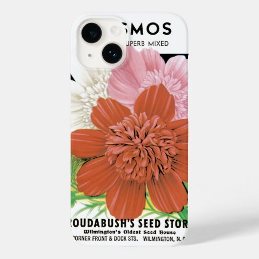 ヴィンテージ種パケットアート、コスモスの庭の花 Case-Mate iPhoneケース (裏面)
