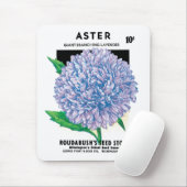 ヴィンテージ種パケットアート、紫のアスターの花 マウスパッド (マウス)