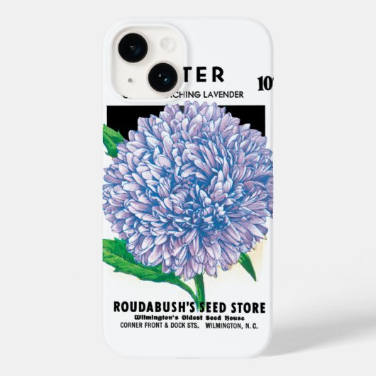 ヴィンテージ種パケットアート、紫のアスターの花 Case-Mate iPhoneケース (裏面)