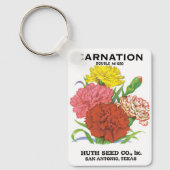 ヴィンテージ種パケットラベルアート、 カーネーションの花 キーホルダー (正面)