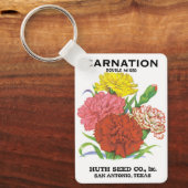 ヴィンテージ種パケットラベルアート、 カーネーションの花 キーホルダー (正面)