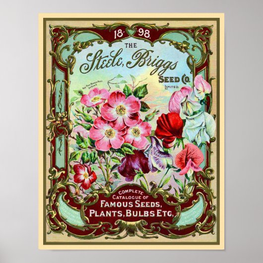 ヴィンテージ種子の植物と球根のカタログのカバー ポスター (正面)