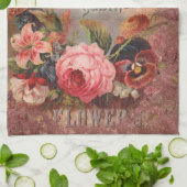 ヴィンテージ種子カタログ茶タオルのカバー キッチンタオル (折り畳み)