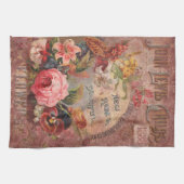 ヴィンテージ種子カタログ茶タオルのカバー キッチンタオル (横)