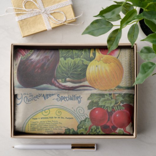 ヴィンテージ種子カタログ野菜の特産品 薄葉紙 (ギフト)