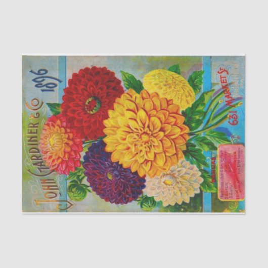 「ヴィンテージ種子カタログJohn Gardiner, 1896 薄葉紙 (正面)