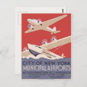 ヴィンテージ空港ポスター付きのポストカード ポストカード (正面/裏面)