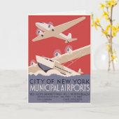 ヴィンテージ空港ポスター付きグリーティングカード カード (黄色い花)