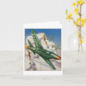 ヴィンテージ空軍米国空軍ジェット戦闘機 カード (黄色い花)