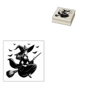 ヴィンテージ空飛ぶ魔女レトロハロウィン ラバースタンプ (押印)