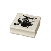 ヴィンテージ空飛ぶ魔女レトロハロウィン ラバースタンプ (スタンプ)
