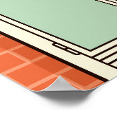 ヴィンテージ窓の風景模様 ポスター (角)