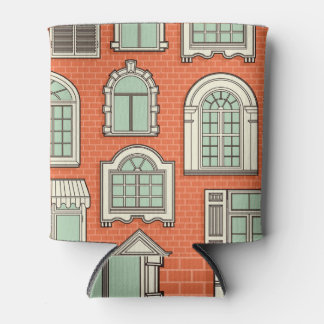 ヴィンテージ窓の風景模様 缶クーラー