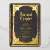 ヴィンテージ童話の図書館結婚本 箔招待状 (正面)