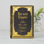 ヴィンテージ童話の図書館結婚本 箔招待状 (立ち正面)