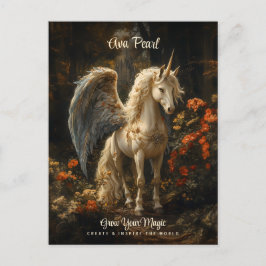 ヴィンテージ童話の森ユニコーンマジカルウッドランド ポストカード