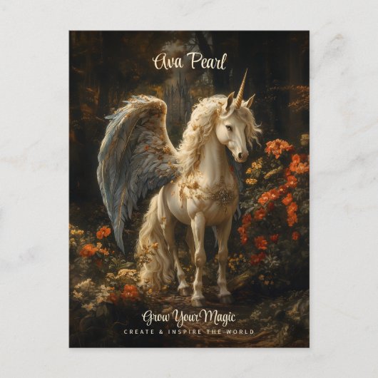 ヴィンテージ童話の森ユニコーンマジカルウッドランド ポストカード (正面)