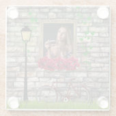 ヴィンテージ童話自転車バラガーリーフォトフレーム ガラスコースター (裏面)