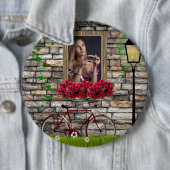 ヴィンテージ童話自転車バラガーリーフォトフレーム 缶バッジ (インサイチュ)