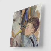 ヴィンテージ競走馬、少年とブルーリボン勝者 スクエア壁時計 (傾斜)