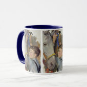 ヴィンテージ競走馬、少年とブルーリボン勝者 マグカップ (正面左)