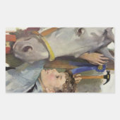 ヴィンテージ競走馬、少年とブルーリボン勝者 長方形シール (正面)