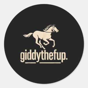 ヴィンテージ競馬おもしろいダービーホースTシャツ.png ラウンドシール