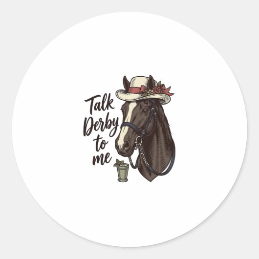 ヴィンテージ競馬Tシャツデザイン「Talk Derby To Me」 ラウンドシール (正面)