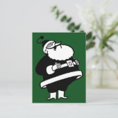 ヴィンテージ笑うサンタを緑に シーズンポストカード (スタンド正面)