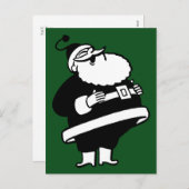 ヴィンテージ笑うサンタを緑に シーズンポストカード (正面/裏面)