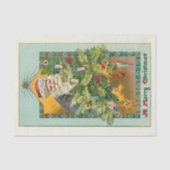 ヴィンテージ笑顔のサンタ、クリスマスツリーとスター 薄葉紙 (正面)