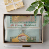 ヴィンテージ笑顔のサンタ、クリスマスツリーとスター 薄葉紙 (ギフト)