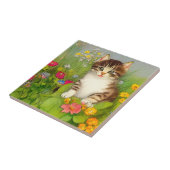 ヴィンテージ笑顔の猫イラストレーション タイル (側面)