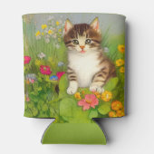 ヴィンテージ笑顔の猫イラストレーション 缶クーラー (裏面)