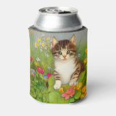 ヴィンテージ笑顔の猫イラストレーション 缶クーラー (缶裏面)