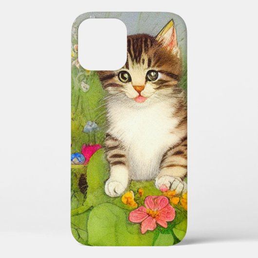 ヴィンテージ笑顔の猫イラストレーション Case-Mate iPhoneケース (裏面)