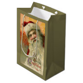 ヴィンテージ笑顔サンタパーソナライズされた ミディアムペーパーバッグ (正面アングル)