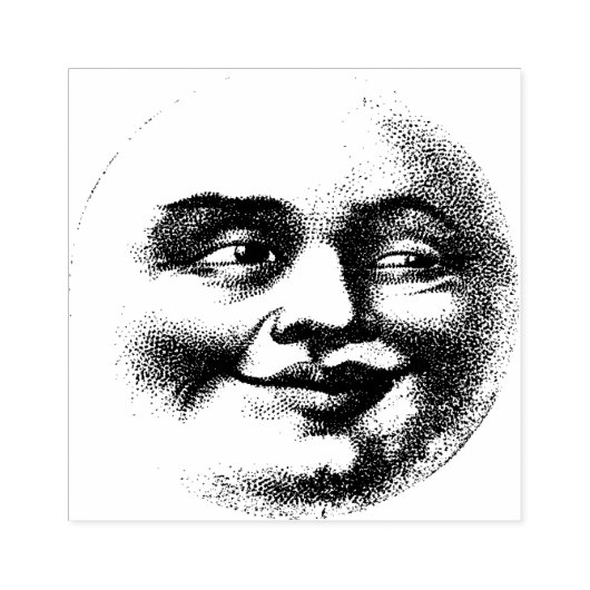 ヴィンテージ笑顔ムーン顔 ラバースタンプ (インプリント)