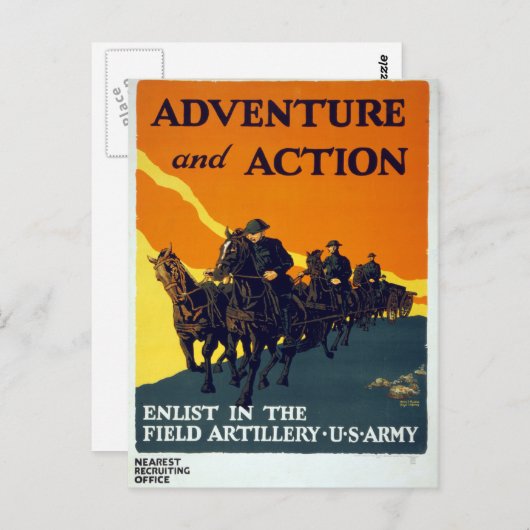 ヴィンテージ第一次世界大戦の募集ポスター ポストカード (正面/裏面)