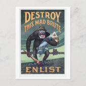 ヴィンテージ第一次世界大戦ドイツのゴリラプロポガンダ ポストカード (正面)